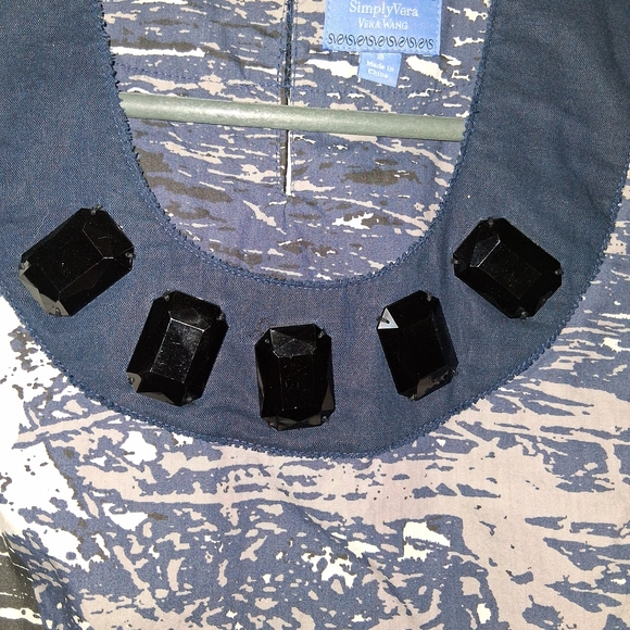 Simply Vera Vera Wang Artistic Blue and Black Tunic - Picture 3 of 6